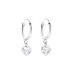 Ασημί σκουλαρίκια με καρδιά