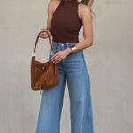 Καφέ μπλούζα χωρίς μανίκια