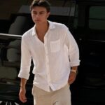 Άσπρο λινό πουκάμισο